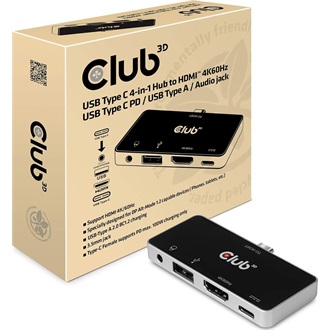 Club 3D CSV-1591 4-port 100W USB-C dokkoló fekete-ezüst