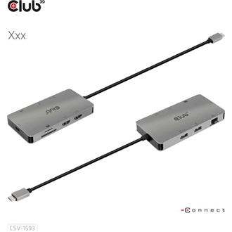 Club 3D CSV-1593 8-in-1 Hub 8-port USB-C dokkoló ezüst