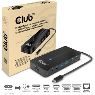 Club 3D CSV-1595 8-port USB-C dokkoló szürke