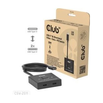 Club 3D CSV-2511 100W 2-portos USB-C USB-C switch fekete