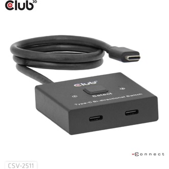 Club 3D CSV-2511 100W 2-portos USB-C USB-C switch fekete