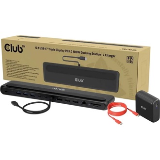 Club 3D CSV-2541 Triple Display 11-port 100W USB-C dokkoló fekete