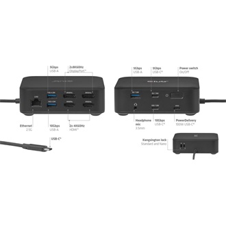 Club 3D CSV-2542 Quad DisplayLink 12-port 100W USB-C dokkoló fekete