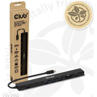 Club 3D CSV-2550 9-port 140W USB-C dokkoló fekete