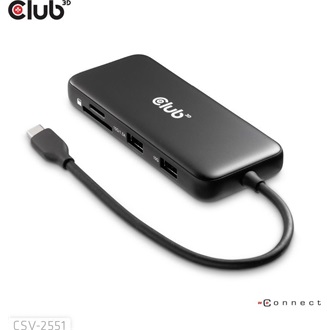Club 3D CSV-2551 8-port 100W USB-C dokkoló fekete