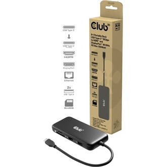 Club 3D CSV-2551 8-port 100W USB-C dokkoló fekete