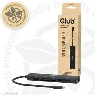 Club 3D CSV-2553 7-in-1 Hub 7-port 100W USB-C dokkoló fekete