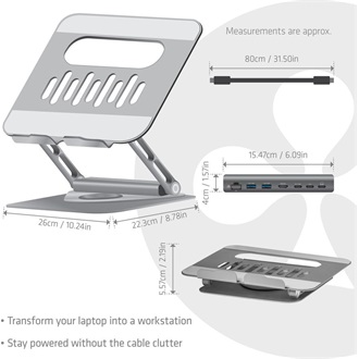 Club 3D CSV-2554 6-port 100W USB-C dokkoló + notebook tartó szürke