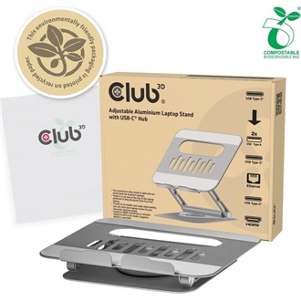 Club 3D CSV-2554 6-port 100W USB-C dokkoló + notebook tartó szürke