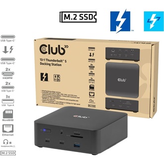 Club 3D CSV-2562 12-port M.2 NVMe 180W Thunderbolt 5 dokkoló fekete