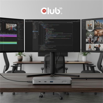 Club 3D CSV-2563 Triple-video 4-port 180W Thunderbolt 5 dokkoló szürke