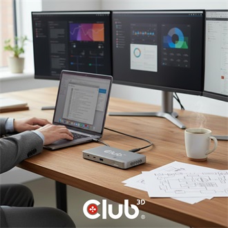 Club 3D CSV-2563 Triple-video 4-port 180W Thunderbolt 5 dokkoló szürke