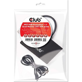 Club 3D CSV-6400 4-portos DisplayPort 1.2 DisplayPort video splitter fekete