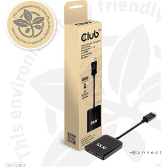 Club 3D CSV-7200H 2-portos DisplayPort 1.4 HDMI video splitter fekete