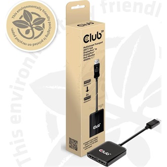 Club 3D CSV-7200 2-portos DisplayPort 1.4 DisplayPort video splitter fekete