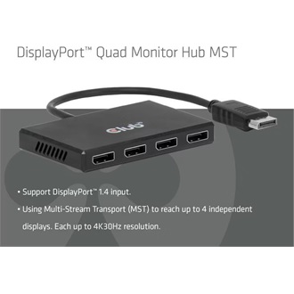 Club 3D CSV-7400 4-portos DisplayPort 1.4 DisplayPort hub fekete
