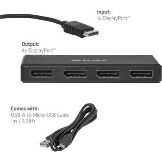 Club 3D CSV-7400 4-portos DisplayPort 1.4 DisplayPort hub fekete