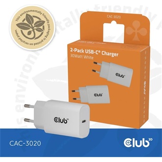 Club 3D CAC-3020 30W univerzális hálózati töltő adapter fehér PD3.0