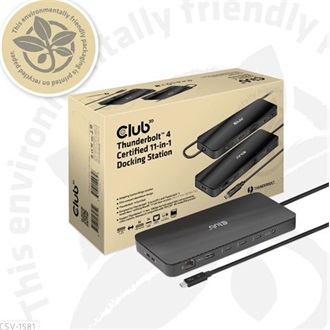 Club 3D Thunderbolt 4 Certified 11-in-1 Docking Station 11-port 96W Thunderbolt 4 dokkoló fekete