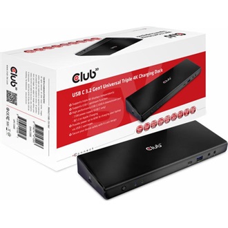 Club 3D Triple 4K Charging Dock 60W USB-C dokkoló fekete