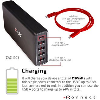 Club 3D Triple Display Dynamic PD Charging Dock USB-C dokkoló fekete