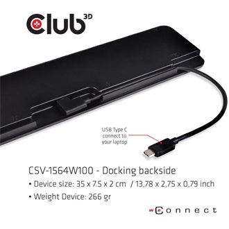 Club 3D Triple Display Dynamic PD Charging Dock USB-C dokkoló fekete
