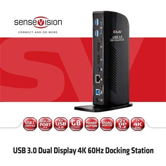 Club 3D USB-A/C Dual Display Docking Station 11-port USB-C/A dokkoló 4K60Hz fekete