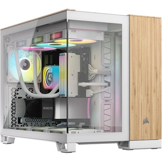 Corsair 2500X TG Dual-chamber táp nélküli ablakos MT Mini Tower számítógépház fehér-barna