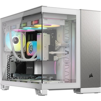 Corsair 2500X TG Dual-chamber táp nélküli ablakos MT Mini Tower számítógépház fehér-szürke