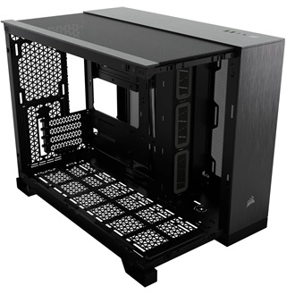 Corsair 2500X TG Dual-chamber táp nélküli ablakos MT Mini Tower számítógépház fekete-szürke