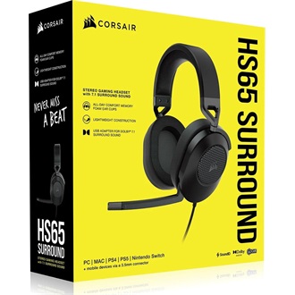 Corsair HS65 v2 (Carbon) gaming fejhallgató headset fekete
