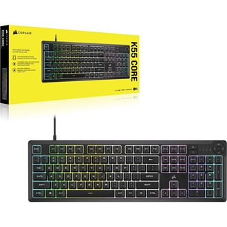 Corsair K55 CORE RGB USB angol (US) gaming membrán billentyűzet fekete