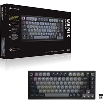 Corsair K65 Plus vezeték nélküli angol (US) gaming Corsair MLX Red membrán billentyűzet fekete-szürke