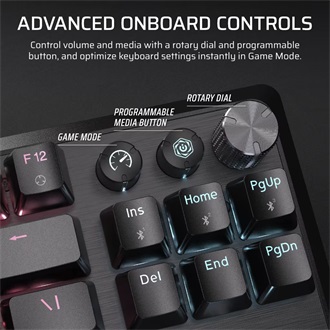 Corsair K70 Core TKL Wireless Bluetooth / vezeték nélküli angol (US) gaming Corsair MLX Red mechanikus billentyűzet feke