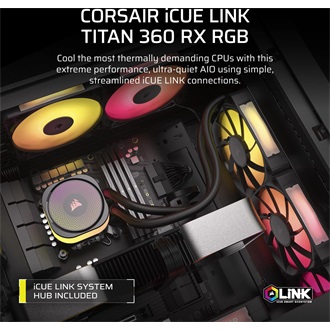 Corsair iCUE LINK TITAN 360 RX RGB AIO processzor vízhűtő fekete