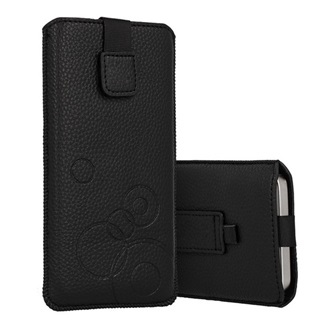 DEKO tok álló (univerzális, kör, kihúzható tépőzár, övre fűzhető, 6.1-6.7" méret) FEKETE