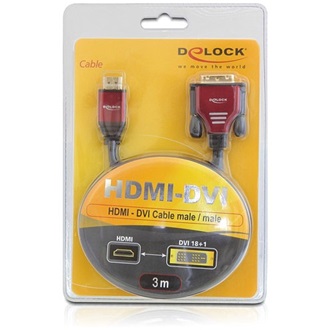 Delock kétirányú  HDMI <-> DVI-D M/M video kábel 3m fekete