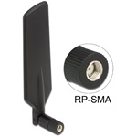 DELOCK LTE WLAN kétsávos antenna RP-SMA 1 ~ 4 dBi mindenirányú - forgatható, hajlítható fekete