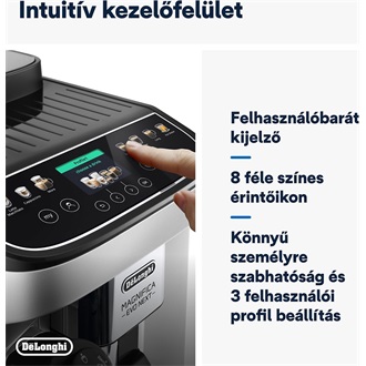 DELONGHI ECAM310.80.SB Magnifica Evo Next automata kávéfőző, 13 program, tartály: 1,8l, Fekete/Ezüst
