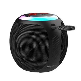 DEVIA LITE1 bluetooth hordozható hangszóró (v5.3, 5W, TF/microSD kártyaolvasó, FM rádió, LED világítás) FEKETE
