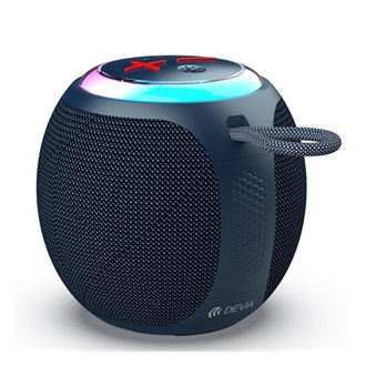 DEVIA LITE1 bluetooth hordozható hangszóró (v5.3, 5W, TF/microSD kártyaolvasó, FM rádió, LED világítás) SÖTÉTKÉK