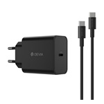DEVIA ROCKET hálózati töltő Type-C aljzat 45W, PD gyorstöltő + Type-C kábel, FEKETE