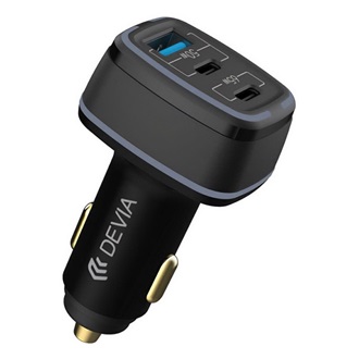DEVIA SMART autós töltő USB+2 Type-C aljzat 115W, LED fény, FEKETE