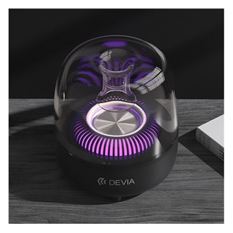 DEVIA bluetooth hordozható hangszóró v5.0, LED világítás, FEKETE