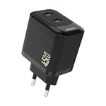 DUDAO A28PEU hálózati töltő 2 Type-C aljzat (45W, GaN, PD gyorstöltő) FEKETE