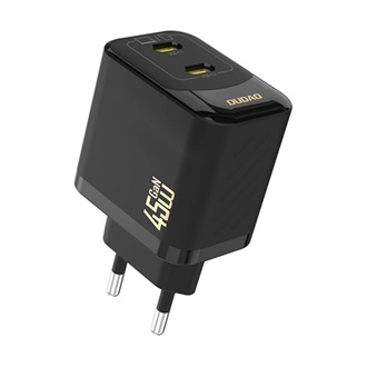 DUDAO A28PEU hálózati töltő 2 Type-C aljzat (45W, GaN, PD gyorstöltő) FEKETE