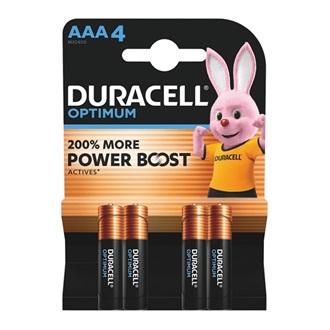 DURACELL OPTIMUM tartós elem (AAA, LR03, 1.5V, alkáli) 4db/csomag