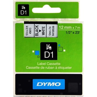 DYMO címke LM D1 alap, 12mm, fehér betű / fekete alap