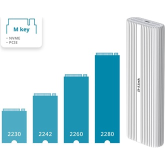 D-Link DSP-411 M.2 2280 PCIe NVMe USB4 külső ház fehér
