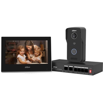 Dahua IP video kaputelefon szett - KTP03 (VTO2111D-P-S3 + VTH2621G-P + PFS3006-4ET-36)